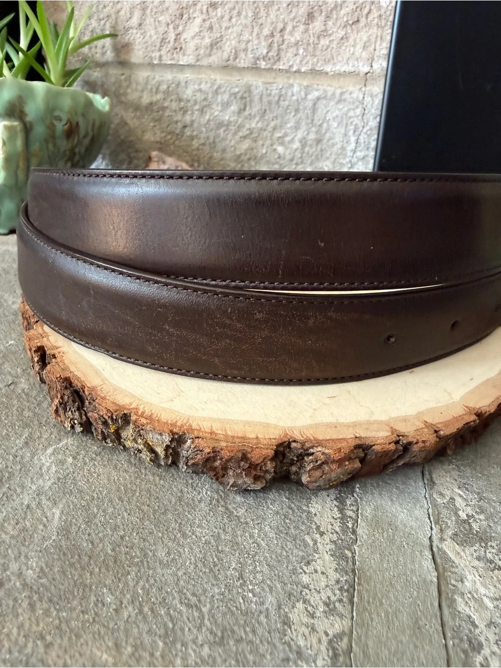 Coach Brown Leather Belt with Gold Buckle